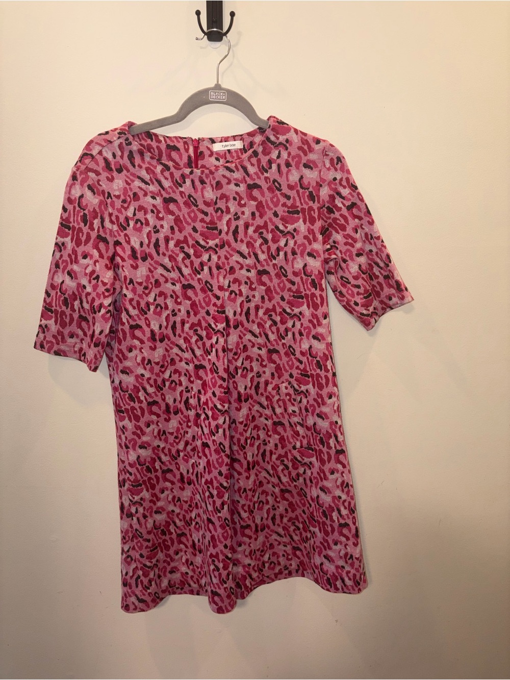 Tyler Boe Pink Leopard-Print Mini Shift Dress, S
